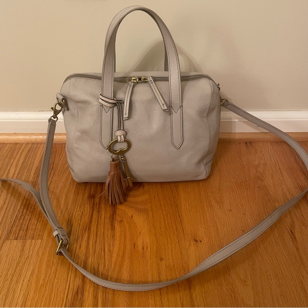 Fossil Gray taupe Sydney Crossbody Bag with Adjustable Strap